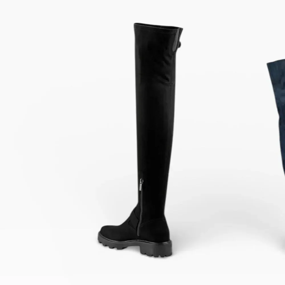 Marc Fisher Ganven Lug Sole OTK Black Suede Boots – Sz 8M